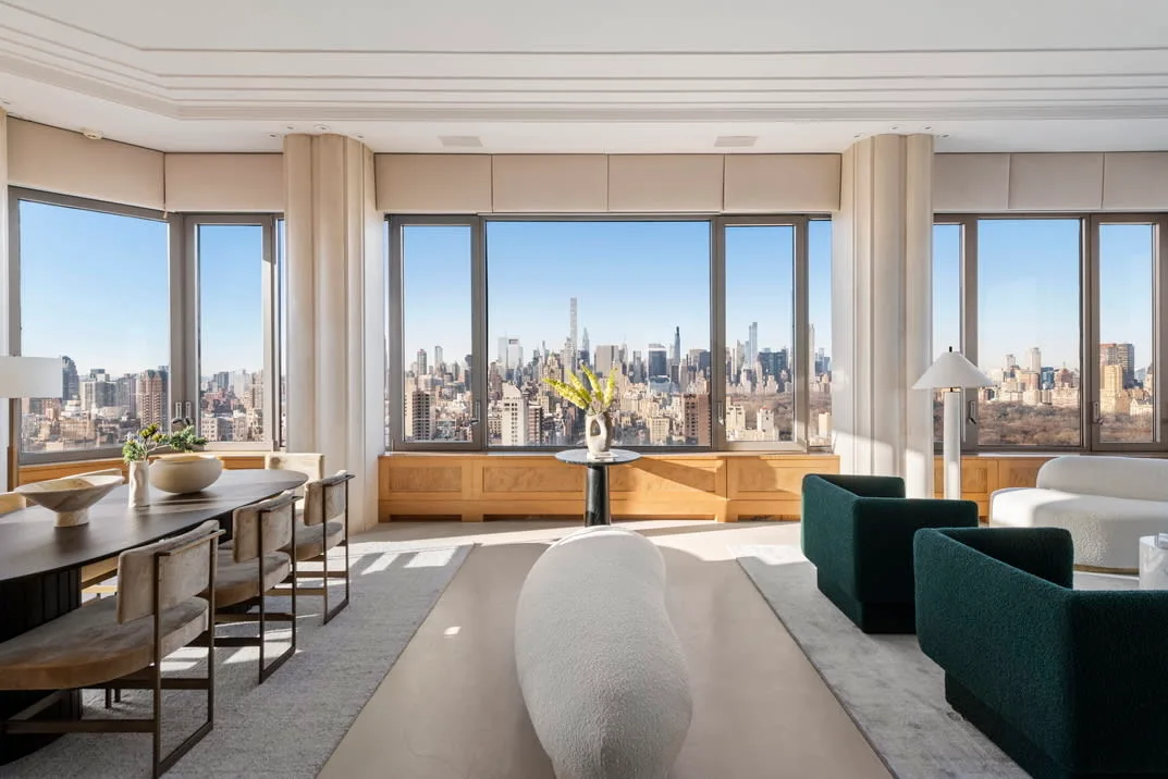 Living room with Manhattan skyline views